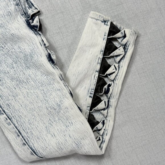 Vintage TRAFFIC Side Ribbon Ice Wash Slim Fit Jeans High Waist Size W26xL28.5 - Picture 3 of 16